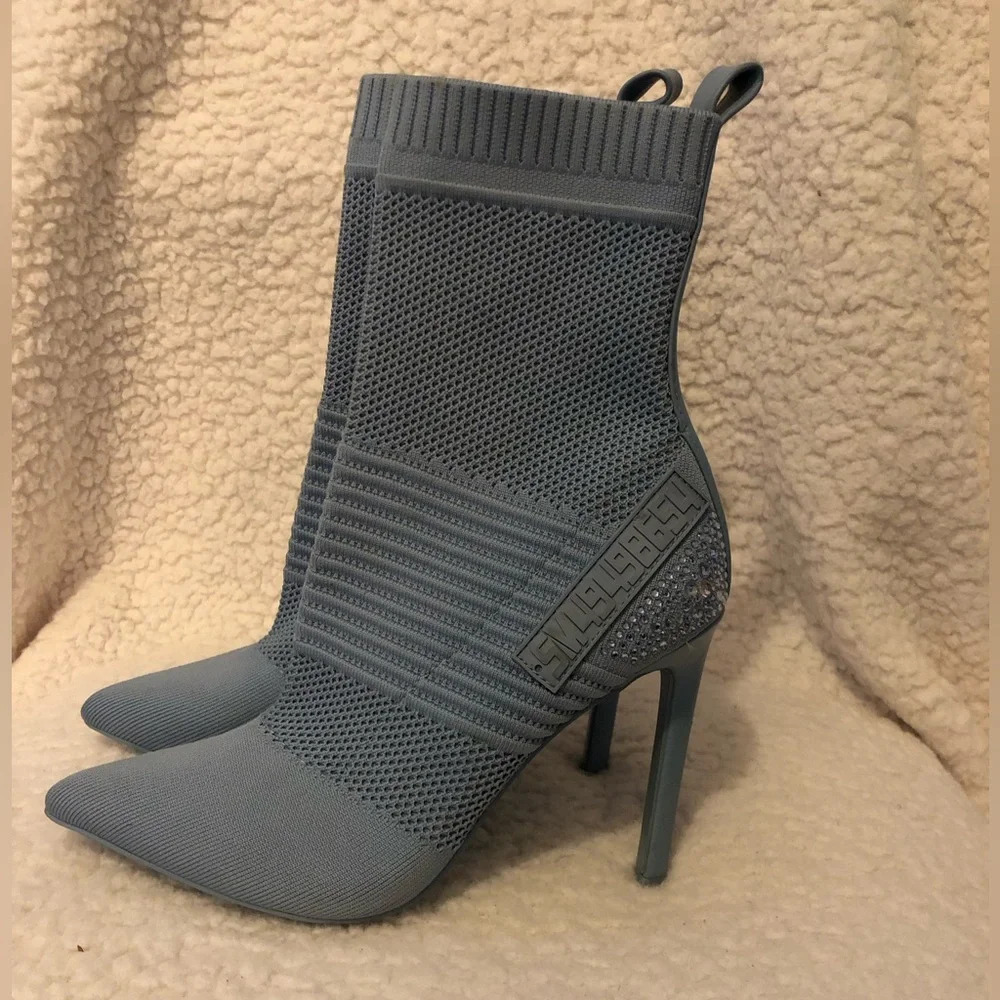 Steve Madden Maxwelle Jeweled Heeled Pointed Toe Sock Boots, Women’s 8.5 - Picture 7 of 12